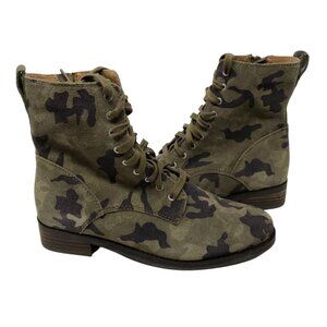 Lucky Brand Hestawn Womens Size 7.5 M Leather Camouflage Camo Combat Boots